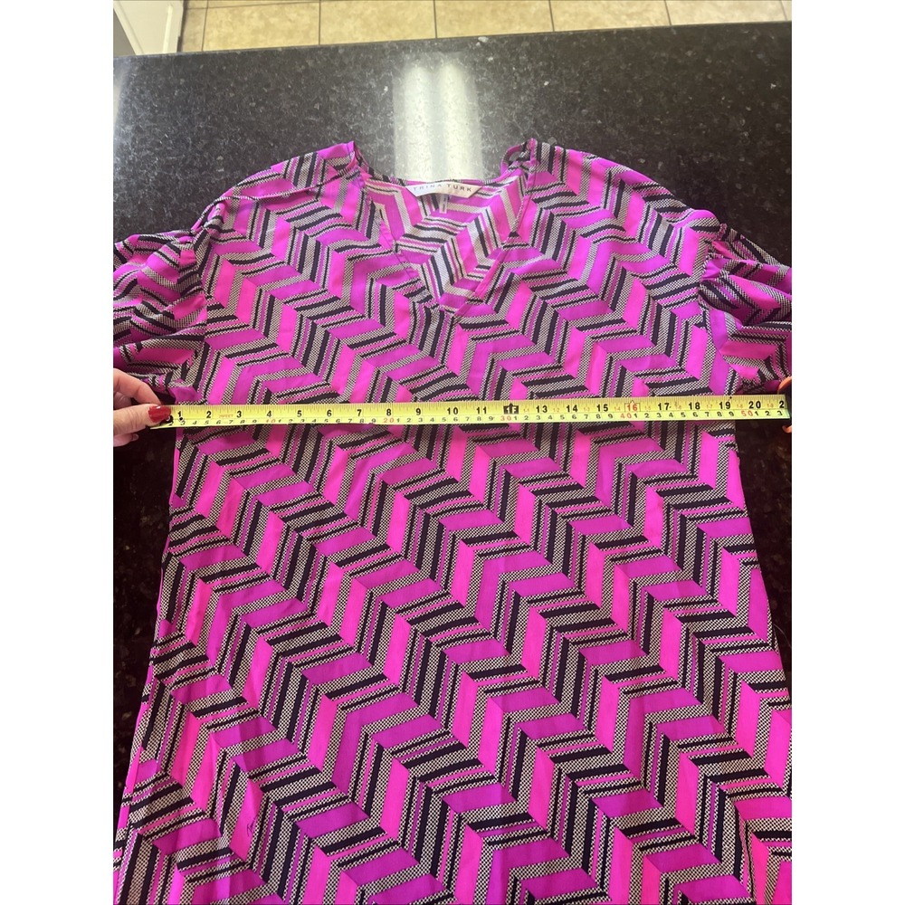 Trina Turk Dress Sz 2 Women's Pink Black Silk Sheath Elegant Work Church Shirt‎ - Picture 5 of 8